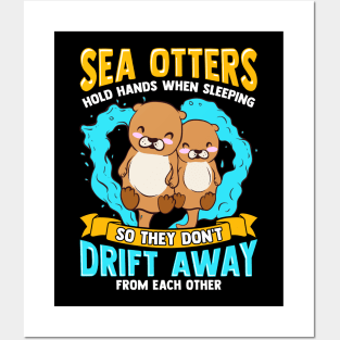 Sea Otters Hold Hands When Sleeping Cute Otter Posters and Art